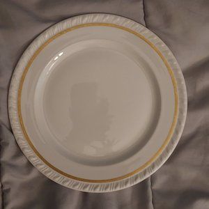 Walker China Dinner Plate White W/Gold Band